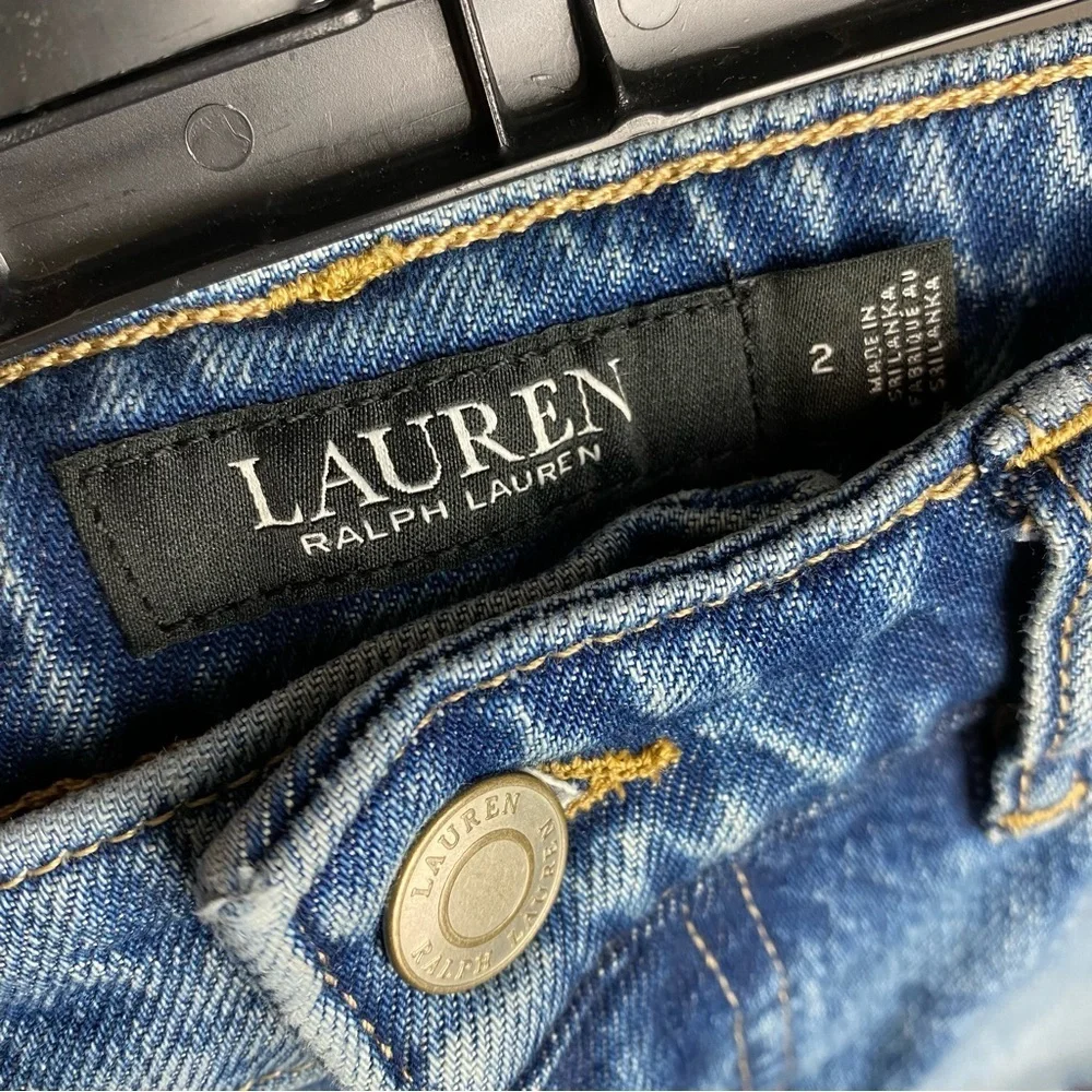 Ralph Lauren Cut Off Jean Shorts Womens Size 2 XS Blue Long Frayed